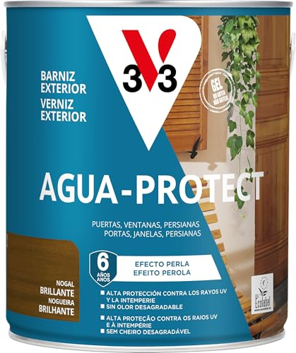 V33 Barniz Exterior Agua Protect Brillante Nogal 2,5L