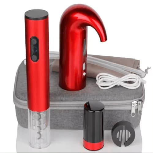 Carafe à vin automatique avec bouchon et tire-bouchon, avec étui de transport – Parfait pour les amateurs de vin et les amateurs de vin