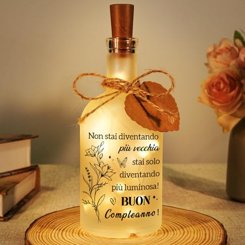 Apjielop Regalo Donna Compleanno, Regalo Amica Compleanno - Luce Notturna in Bottiglia di Vetro, Idee Regali Mamma, Nonna, Moglie, Sorella, Collega, Ragazza, Regali per Lei