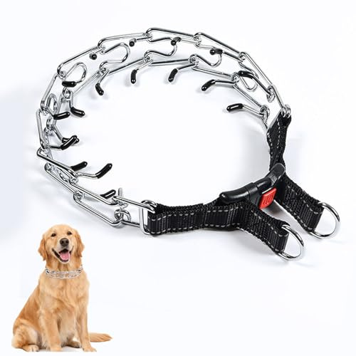 Kvävningskedja för hundar, kedjehalsband för hund 3,0 mm x 50 cm, tillverkad av metall, med avtagbart koppel, justerbart, anti-bell-halsband lämplig för de flesta hundar, träning och promenader