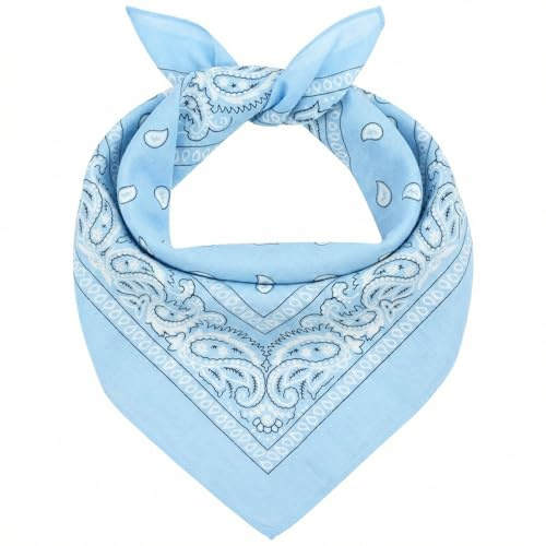 AURAE Bandana – 100% Bomull & Naturfibrer – Sjal Utan Polyester – Hög Kvalitet, Mjuk, Hållbar & Tvättbar – Bandana Man och Kvinna – Unisex & Barn, Ljusblå