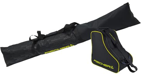 Fischer Eco XC Ski Bag for Cross-Country Skis - 210 cm - Robust Bag for Cross-Country Skis - for One Pair of Classic or Skating Skis - Includes Nordic Eco Shoe Bag for Cross-Country Shoes