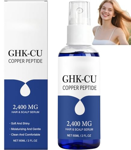 GHK-Cu - Sérum en aerosol con péptido de cobre para cabello y cuero cabelludo, 2400 mg de concentración, cuidado capilar sin aclarado ligero a base de agua para suavidad y brillo, soporte hidratante