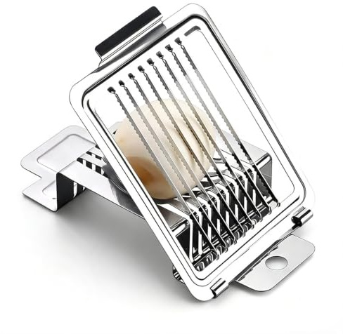 Fils de Coupe-œufs Professionnel, Outil de Coupe Lissante d'œufs Durs en Acier Inoxydable Passe au Lave-Vaisselle pour Banane, Fraise, Kiwi, Fraises, Fruits (Lame Dentelée)