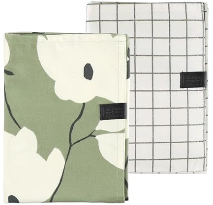 SCHÖNER WOHNEN Premium 2er Set Geschirrtücher Baumwolle Grün - 50x70cm klein - saugstarke Spültücher für Küche - Küchentücher ÖkoTex waschbar - Küchenhandtücher mit Aufhänger - Frühling