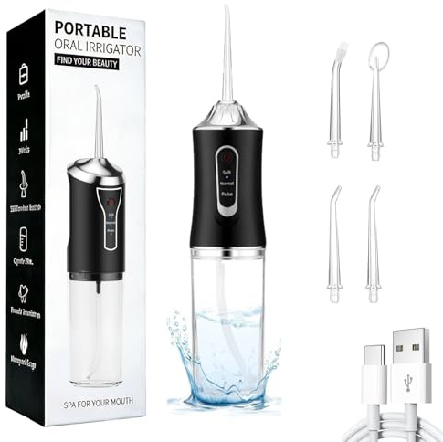 Irrigador Dental Portatil Bucal, Recargable Irrigadores Dentales Portatil, Impermeable Irrigador -Dental, Water Flosser, Limpiador Dientes - mpermeable Limpieza Diente Para Hogar baño y los Viajes
