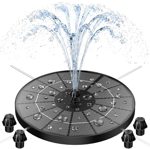 AISITIN Solarbrunnen für Draussen mit 4 Sprüh Effekten und 4 Stützstäben | Solar Springbrunnen für Außen, Solar Schwimmender Fontäne Pumpe für Garten,Teich,VogelBad,Wasserspiel