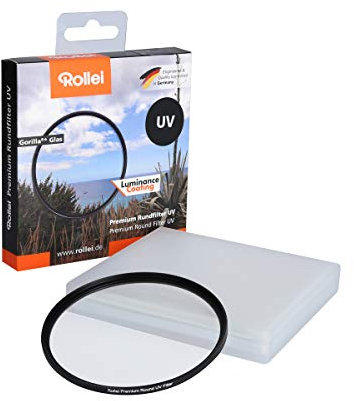 Rollei Premium Round Filter UV 77 mm - UV filter and protective filter with aluminum ring made of Gorilla glass with special coating - Size: 77 mm