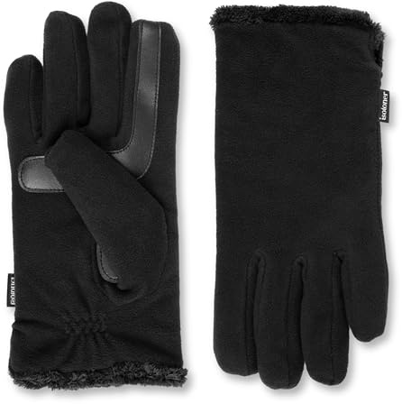 isotoner Women's Stretch Fleece Touchscreen Texting Cold Weather Gloves with Warm, Soft Lining, smartDRI Black, One Size