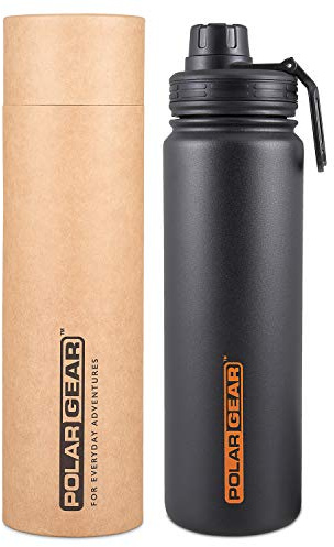 Polar Gear Insulated Water Bottle Black 700ml Stainless Steel Double Wall | Double-wall stainless steel, keeps drinks chilled 24 hrs, hot 12 hrs, durable build, ideal for sports, travel, gym, daily use