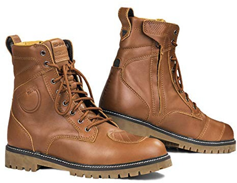 SHIMA Thomson Lady, Zapatos Moto Mujer | Reforzados Zapatos Moto de Cuero, Soporte para el tobillo, Suela Antideslizante, Mango de Cambio de Marchas (Marrón, 38)