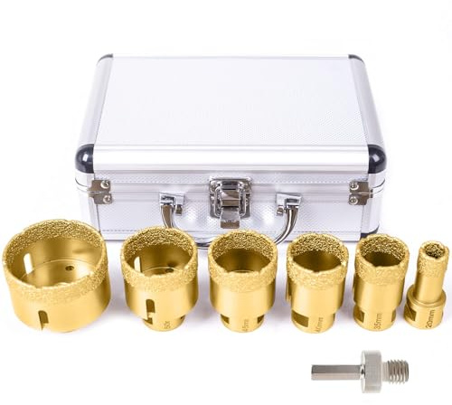 STEEIRO Diamant Lochsäge, 20/35/40/45/50/68mm - 6 Stück Fliesenbohrer Set Diamant Trockenbohrer, Professionellen Diamant Bohrkrone, Lochsäge für Fliesen, Porzellan, Granit, Marmor, Keramik, Glas