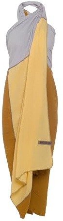 KNIT FACTORY - Fay Pareo - Ocker/Citrus - 180x130 cm | Pareo, Sarong, Strandkleid und Strandtuch in einem - Strandkleid Damen - Musselintuch - Sommer Handtuch - 100% Bio-Baumwolle