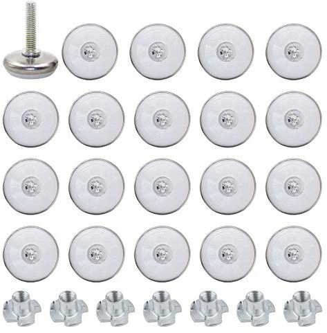 INCREWAY M6 Möbelgleiter mit weißem Boden, Tisch und Stühlen, Nivellierfüße, Möbel-Nivellierpads mit Gewindeschaft, T-Muttern, 20 Stück