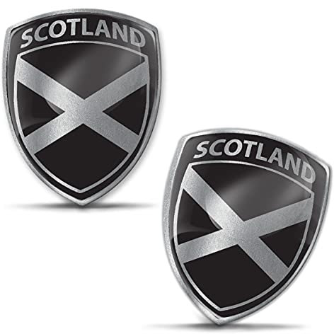 Biomar Labs® 2 x 3D Domed Silicone Badge Stickers Decal Emblem Car Motorcycle Helmet Scotland Scottish Silver National Flag F 115
