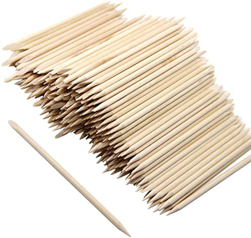 300 Piezas Palos de Madera Naranja, BetterJonny Palo de Cutícula de Uña 11.5cm Manicura de Madera Palos de Uñas de Madera Palillos para Cutículas Manicura Pedicura Nail Art