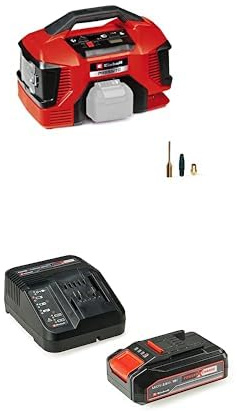 Einhell Compresseur sans fil PRESSITO 18/21 Power X-Change (Li-Ion, 18 V, pompes haute et basse pression, affichage numérique de la pression, arrêt automatique) avec Chargeur et Batterie 2,5Ah