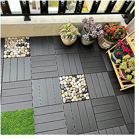 Dalles Plancher De Balcon en Plastique en Bois De 2,2 Cm D'épaisseur, Carreaux De Terrasse Extérieurs pour Patio/Balcon/Jardin, Imperméable Et Durable par Tous Les Temps