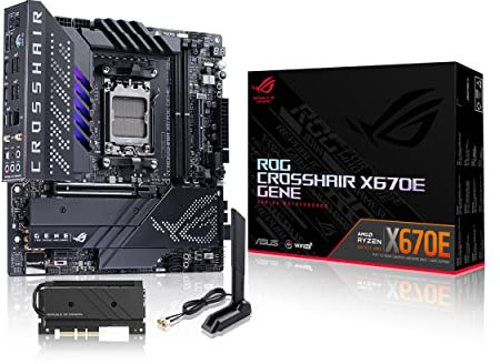 ASUS ROG CROSSHAIR X670E GENE Gaming Mainboard Sockel AMD AM5 (Ryzen 7000, micro-ATX, DDR5 Speicher, 3x M.2, USB 3.2 Gen 2x2, 2x USB 4, PCIe 5.0, WiFi 6E, Aura Sync)