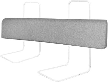 UISEBRT Bettgitter Bettschutzgitter 100cm Rausfallschutz für Kinderbett 5-Loch Höhenverstellbar Bettkantenschutz Verformbar Sicherheitsgeländer für Kinder und Baby, Grau
