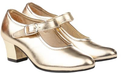 Angelitos Mod 307 Metalliserad Flamenca Sko, Gyllene, 32 EU