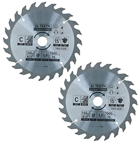 Circular Saw Blade 165mm x 16 / 20mm 24 Teeth TCT Cutting Disc Wood 2pc