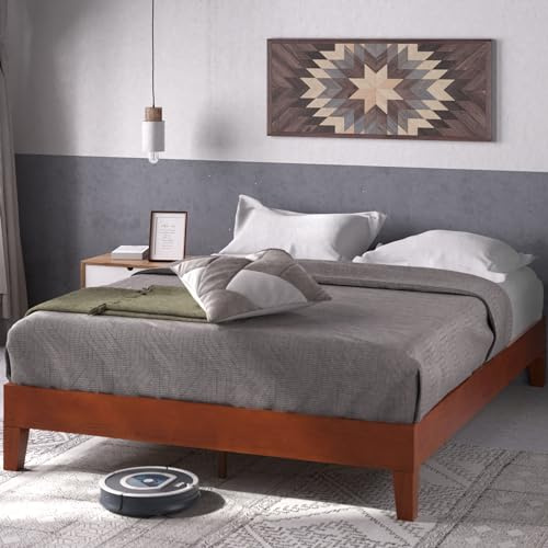 ZINUS Wen Deluxe Holzbettrahmen, 180 x 200 cm, 30 cm hoch, Massivholzrahmen, Holzlattenrost, Einfache Montage