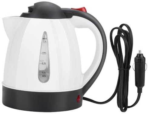Lastbilsvattenkokare, 24 V, 1 000 ml, elektrisk bilvattenkokare i rostfritt stål, resevattenkokare med cigarettändaruttag, för camping, båt, camping