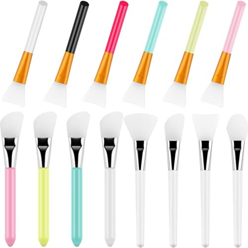 14 Pieces Silicon Epoxy Craft Brush Sets for or Making Epoxy Glitter Tumblers, Reusable Flexible Epoxy Application Sticks,Spatula Mixed Media Brushes Reusable Resin Epoxy Brushes Set Spreading Tool