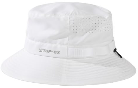 TOP-EX Kühlender Fischerhut Herren Atmungsaktiv UV-Schutz Sonnenhut Damen Sommer Outdoor Hut mit Breiter Krempe Faltbar Safari Hut Anglerhut Weiß L