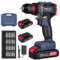 Power Drills Cordless Set 21V: Electric Drill Driver with 2 Batteries 2000mAh, 23+1 Torque, 80N.m Max Battery Screwdriver, 26PCS Drill Bits, 2 Speed, LED Light for Home and Garden DIY Project