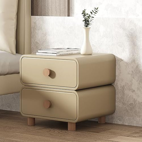 Wood Nightstand Modern Integrated Bedside Table No Installation Required End Tables Bedside Furniture Leather Art Multiple Sizes and Colors with Drawer and Handle(brown,40 * 40 * 5