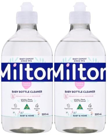 MiltonBaby Bottle Cleaner 500ml x 2, Teat White Milk Film Residue Remover Hygiene Household Desinfectant Wash for Sensitive Skin with Welari Thank You Card | (2pack)
