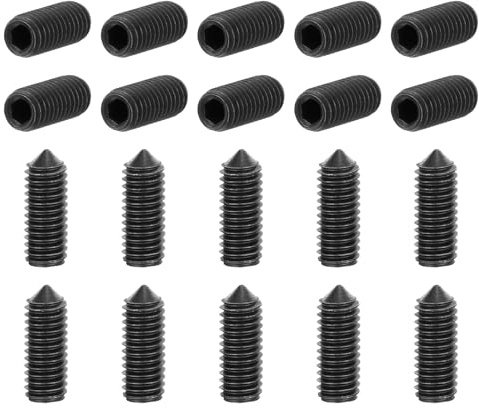 sourcing map Gewindestifte M3 x 8 mm, Karbonstahl, Kegelspitze, Innensechskant, Madenschrauben für Maschinen, Reparaturen zu Hause und Befestigungen, Schwarz, 40 Stück