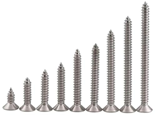 Vis autotaraudeuses à tête plate Vis à bois autotaraudeuses à tête plate Phillips en acier inoxydable, longues vis autotaraudeuses à tête fraisée cruciforme M4-M8 10 pièces, 10 pièces, M6x100mm(M5x80m