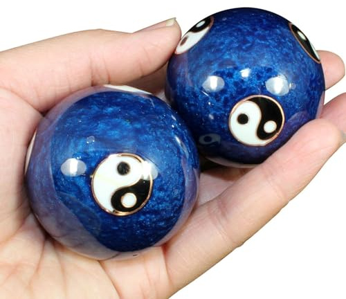 Baoding-bollar med musiklåda, meditationsbollar, 2 x 1,85 tum Yin-Yang Baoding kinesiska medicinska bollar, metallmeditationskulor, hälsobollar med avelklockor