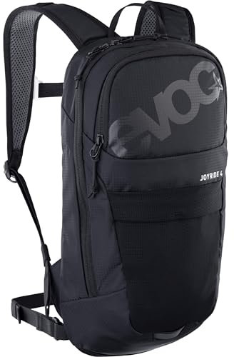 EVOC JOYRIDE 4 Kinder Rucksack, Fahrradrucksack (leichter Sportrucksack für junge Biker:innen, abnehmbarer Hüftgurt, mit Trinkblasenfach), Schwarz