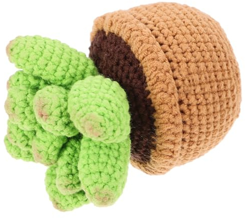 MAGICLULU Crochet Succulent Ornament Small Potted Decorative Fake Crochet Succulent Model Lifelike Desktop Plant Decor Indoor Green Handmade