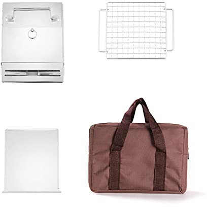 Estufa plegable para camping, senderismo, mochilero, estufa de leña, parrilla de barbacoa con bolsa de transporte para senderismo, camping, cocina