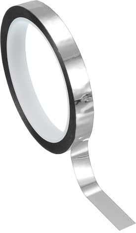PATIKIL Cinta Película Poliéster Metalizada 12mm x 50 Metros, Cinta Decorativa Metálica Plateada Brillante Cinta Adhesiva Espejo Para Detalles Pared Acento Artes Gráficas Recortes