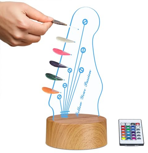 Light Up Guitar Pick Holder, Acrylic 3D Led Guitar Pick Lamp 16-Color Guitar Night Light Pick Storage Rack,For Picks Storage And Display,A Christmas Birthday Gift For Music Lovers And Guitarists