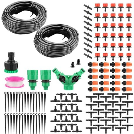 Kit di Irrigazione a Goccia,Drip Irrigation Kit,15M Tubo da irrigazione, sistemi di irrigazione,Micro Drip Irrigation Kit Automatic Watering Sprinkler Watering System Garden Watering Greenhouse System