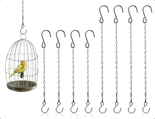 AOYEGIC Paquete de 8 Cadenas para cestas Colgantes, Cadenas de Metal con Ganchos, Ideales para el hogar, la Oficina, pajareras, jardineras, faroles y Vallas publicitarias (Negro, 29 cm y 54 cm)