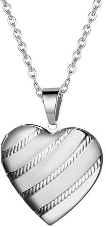 Cupimatch Herz/Rund Medaillon zum Öffnen: 3 Stile Bilder Foto Halskette Damen Gold/Silber Elegant Edelstahl Herzanhänger mit 45cm Kette Amulett Schmuck Muttertag Geschenk für Frauen Mädchen