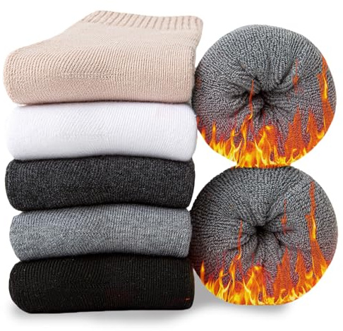 Josnown 5 Pairs Women's Thermal Socks, Winter Warm Ladies Socks