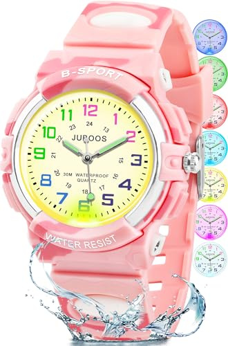 Juboos Kids Watch Analog for Boys Girls, Childrens Waterproof Soft Strap Kids Time Teaching Quartz Wristwatch for Ages 5-15