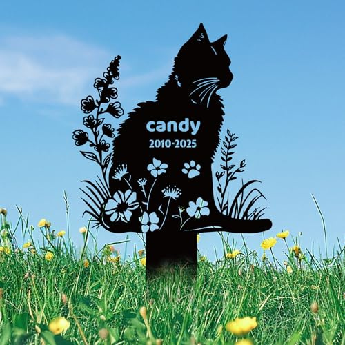 JLSKCN Grabstein Katze für Draußen Personalisiert, Tier Grabstein Katze, Grabsteine Für Haustiere Katze Metall Gedenksteine für Den Garten Grabdekoration Andenken an Den Hund