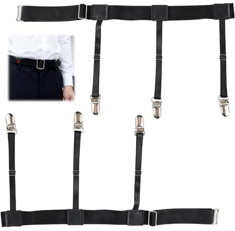 KUEEA 1 Paar Herren Hemdhalter, Elastische Shirt Stays mit Rutschfesten Clips, Versteckter Hemd Halter für Formelle Anlässe und Tagesgebrauch