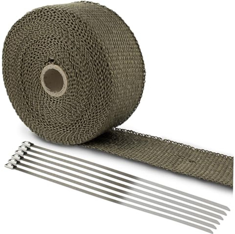 TOYZFRIENDY 6 pièces Bande de Protection Thermique Échappement de Titanium avec Attaches Inox pour Résistante à Labrasion Chaleur Protège Brûlures et Améliore Performance