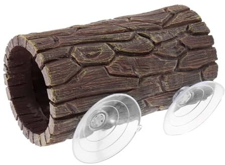 HOMOBABE Decorazione Terrario Rettile Tronco con Ventosa Rifugio Naturale per Lucertole e Gecko Accessorio Sicuro in Resina per Habitat di Rettili e Pesci